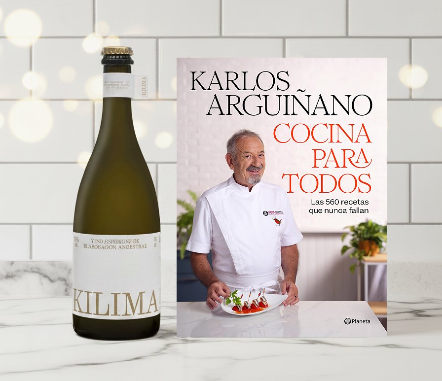 Pack de Navidad: vino espumoso Kilima + libro nuevo de Karlos Arguiñano